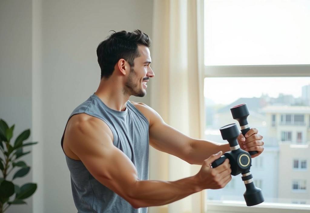 Active man exercising with energy and vitality