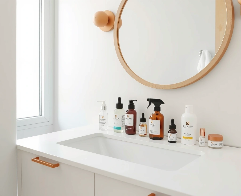 Step-by-step skincare routine demonstration with products and application techniques